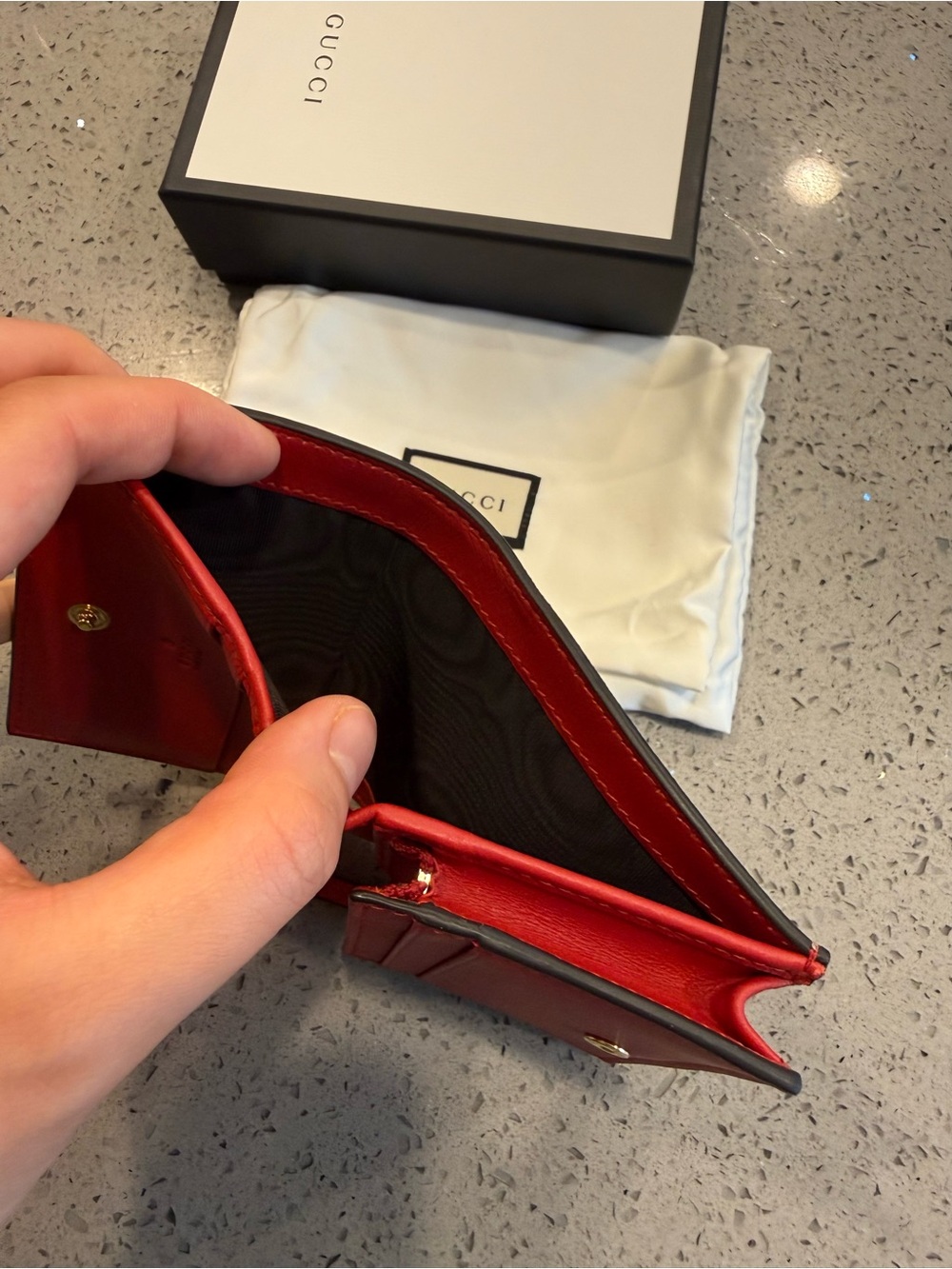 Authentic Gucci Red Leather Card Wallet - Picture 9 of 12